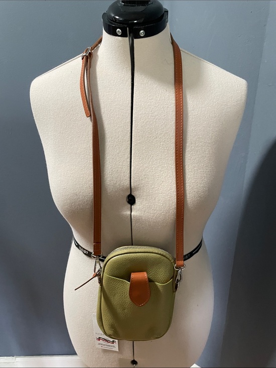 Divina Firenze Handbags - Divina Firenze Olive Pebbled Leather Crossbody with Tan Strap One Size NWT